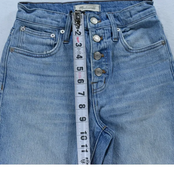 Madewell Demi-Boot Cut Jeans Light Wash Blue Button Fly High Rise Denim Womens - Image 5
