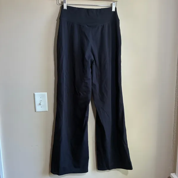 Crossover Waist Wide Leg Yoga Pants M Black Womens High Rise Pocket - Image 4