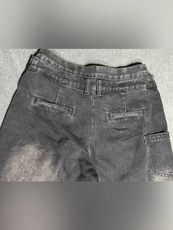 Commense Dark Cross Front Wrap Wide-Leg Denim Jeans Size M - Image 8