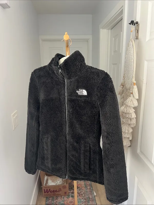 The North Face Mossbud Insulated Reversible Full Zip Puffer Fleece Jacket Black - Image 7