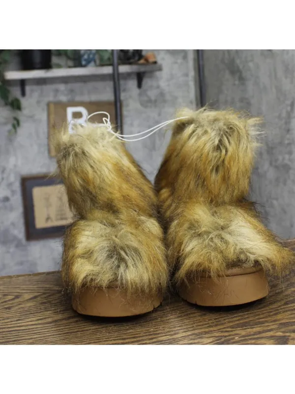 A New Day Womens Terra Boots Faux Fur Fuzzy 94715799 Brown 11M - Image 3