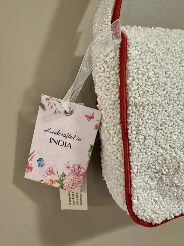 Viral Beaded TOMATO Shoulder handBag Handcrafted India Anthropologie Inspired - Image 2