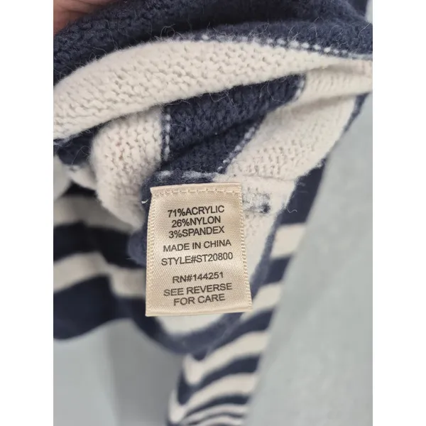 Sincerely Jules Womens Sweater Navy White Striped Cropped Knit M - Image 5