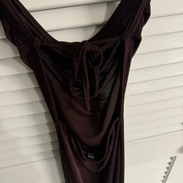 SheIn Brown cowl-neck open back dress - Image 2