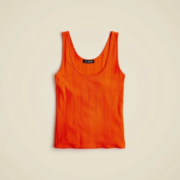NWT!! J. CREW Pointelle Tank Top Scoop Neck Solid Orange Aperitif Red XX-Small‎ - Image 8