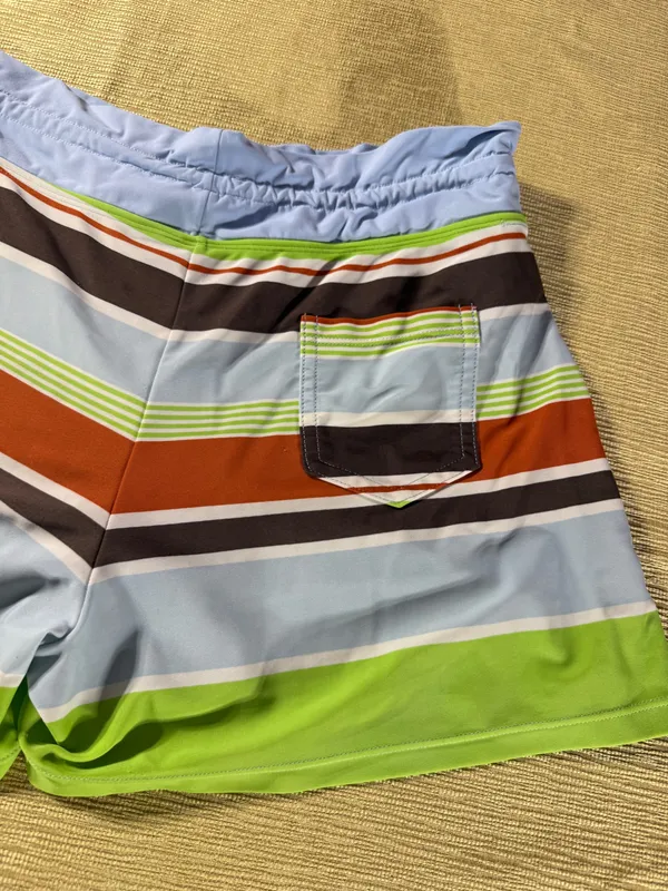 Athleta Women’s Size 8 Striped Board Shorts Swim Surf Blue Green Orange - Image 11