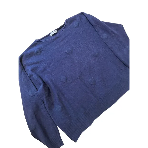 House of Tweed Navy Textured Dot Sweater One Size — Scotland - Image 6