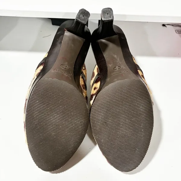 Coach Karsen Leopard Calf Hair Silver Buckle Slides Mule Heels Multi Size 8B‎ - Image 7