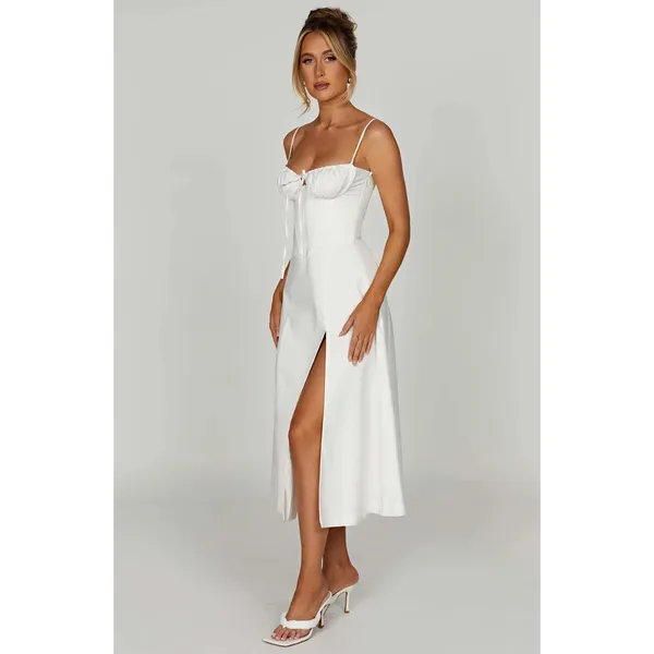 NWT Babyboo Deanna Ivory Corset Lace Up Fit & Flare Midi Dress Womens Size M - Image 7