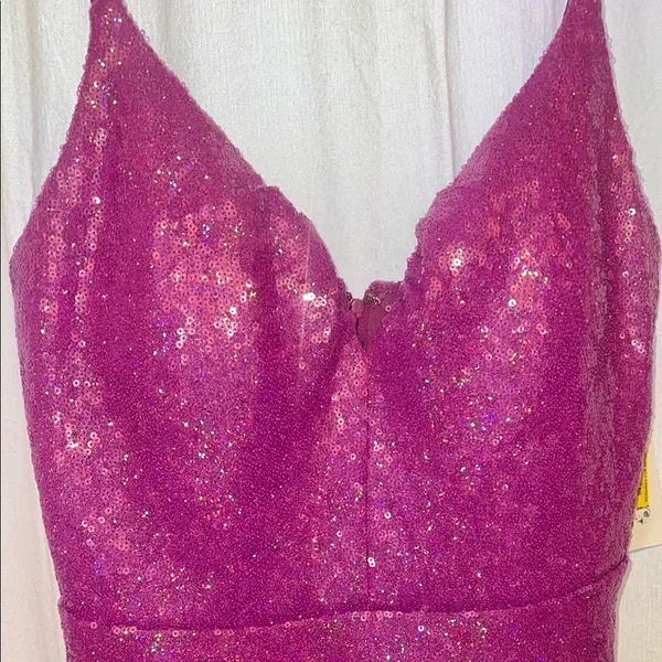 Dear Moon Sequin Ruched‎ A-Line Purple Sequin Dress - Image 2