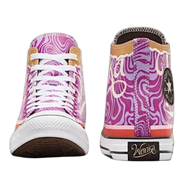 NEW Wonka x‎ Converse Chuck Taylor High Swirl Pixel Purple Novelty M6.5 W8.5 - Image 3