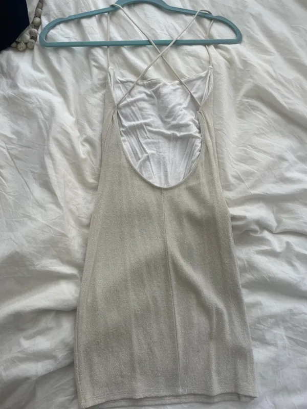 White Sparkle Mini Dress - Image 3
