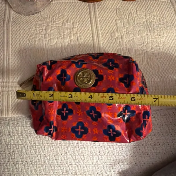 Tory Burch Red and Blue Patterned Cosmetic Bag - Image 3