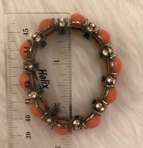NWT J crew coral stone bracelet with rhinestone spacers - Image 6