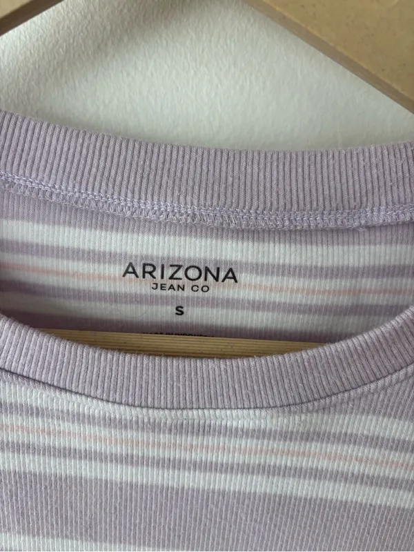 Arizona Jeans Lavender Striped Cropped Tee — Size S - Image 4