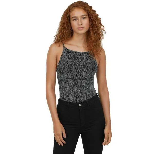 H&M NWT  Divided Bodysuit - Black With Silver Glitter Geometric Print - Image 4