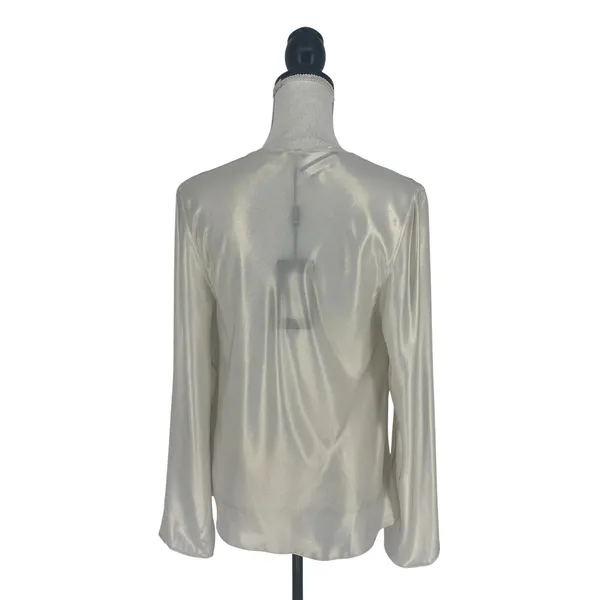 Diomi Reversible Cowl Neck Satin Blouse White Gold‎ Medium NWT - Image 10