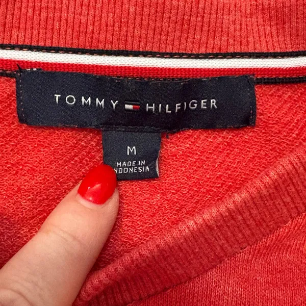 Tommy Hilfiger Sweatshirt Dress Large Center Logo Red Women's Medium - Image 5
