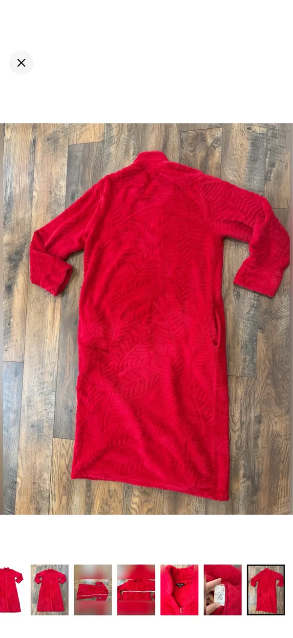 Just Love Plush Soft Red Zip-Up Lounger/Bath Robe, Women’s Size Medium - Image 6