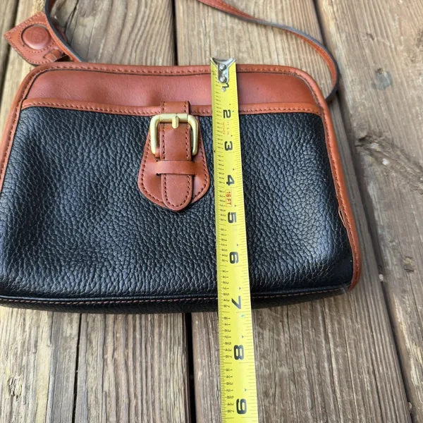 Liz Claiborne Leather Crossbody Purse Black Brown Buckle Accent Vintage Bag - Image 7