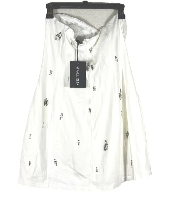 Angel Biba Astrid Mini Dress White Strapless Rhinestone Beaded NWT XL - Image 3