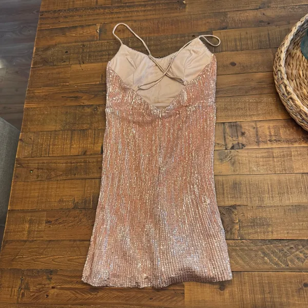 HELLO MOLLY Sparkling Rose Gold Mini Dress‎ - Image 3