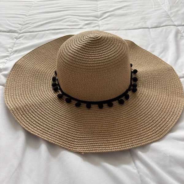 Kentucky Derby Church Tea Party Wide Brim Straw Hat Black Beige Straw‎ Feminine - Image 4