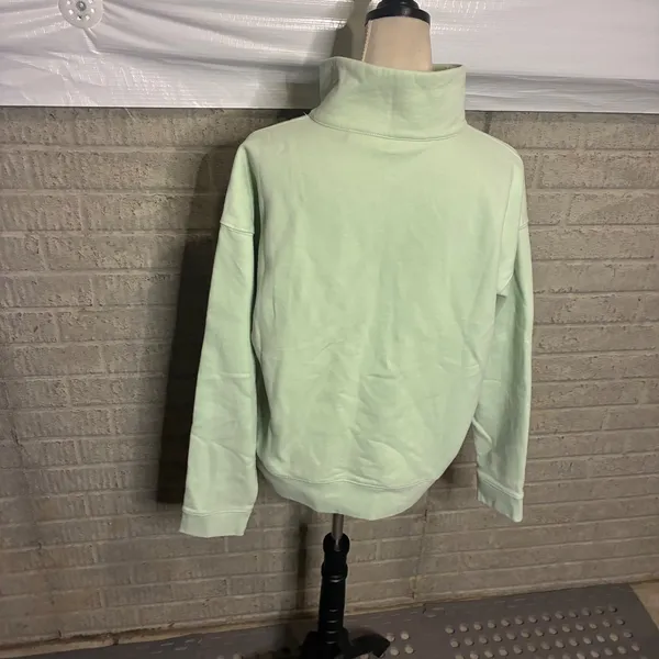 Lands End Womens Mint Green Quarter Zip‎ Fleece Pullover Sweatshirt Medium 10-12 - Image 3