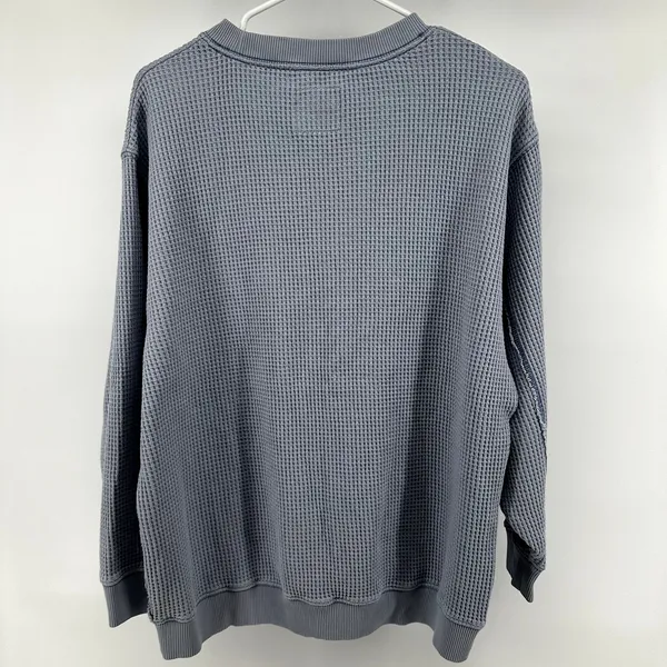 Aerie Waffle Thermal Long Sleeve Knit Pullover Crew Neck Oversized Blue Medium - Image 7