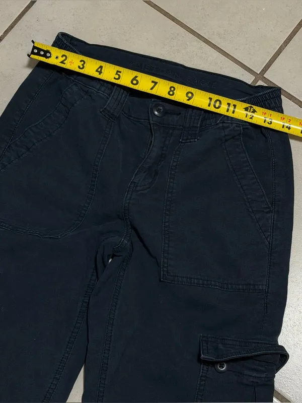 American Eagle Women Stretch Dark Navy Cargo Baggy Pants Utility Style‎ size 0 - Image 8