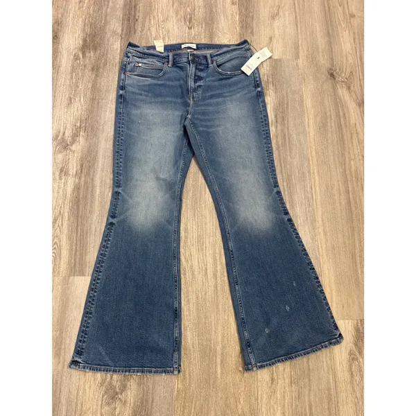American Eagle AE77 Womens Low-Rise Flare Jeans‎ Medium Wash Distressed Size 14 Regular NWT - Image 2