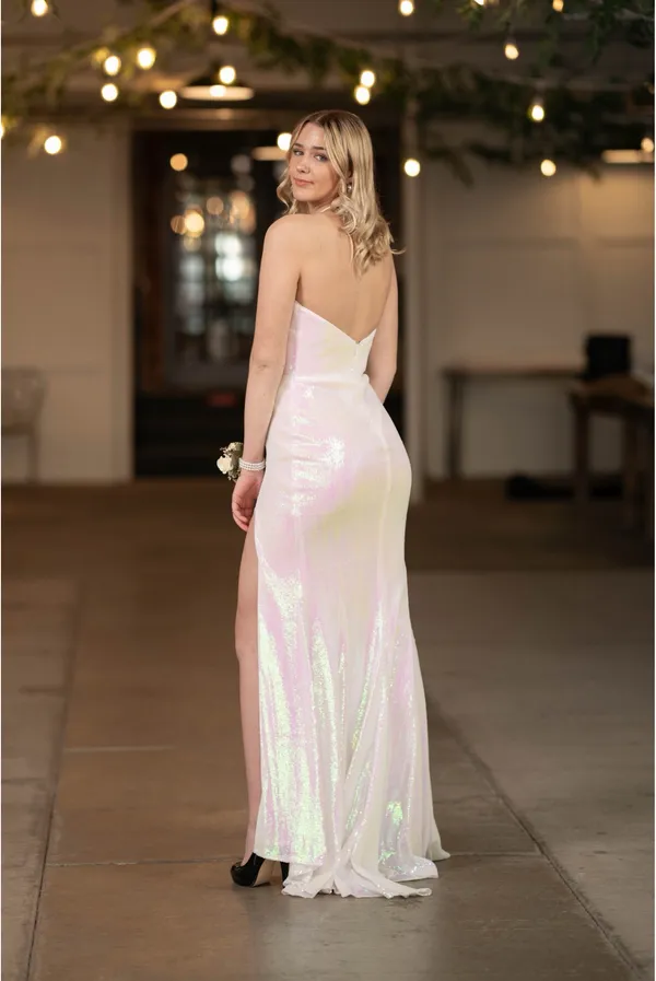 PromGirl Prom Dress White Sparkling - Image 4