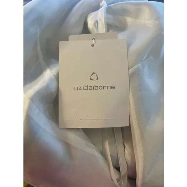 Liz Claiborne Silk Sheath Dress Womens 8 White Blue Green New Tropical Mini Tie - Image 6