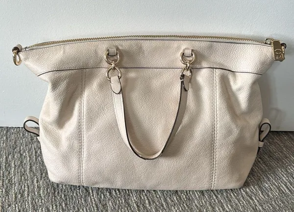 Coach Chalk White Pebbled Leather Lenox Satchel F59325 - Image 10