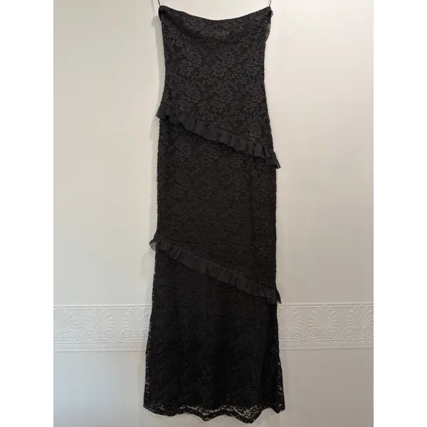 MORE TO COME Xandra Romantic Strapless Black Stretch Lace Maxi Dress XS NWT - Image 5