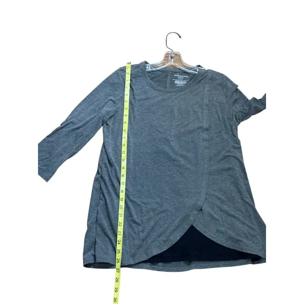 Motherhood Nursing Top Medium Gray 3/4 Sleeve Asymmetrical Hem Stretch Maternity - Image 4