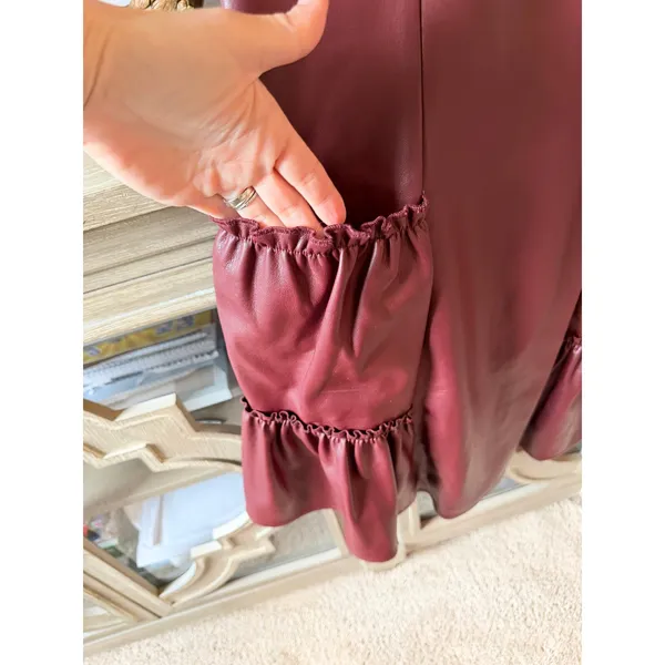 Amylynn Faux Leather Mini Dress Womens‎ Burgundy Size Small - Image 3