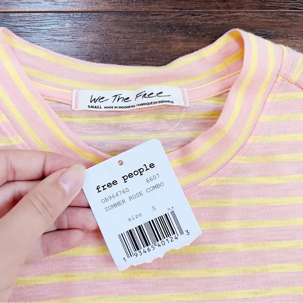 Free People • Night Sky Tee pink stripe Summer Rose baby t shirt - Image 5