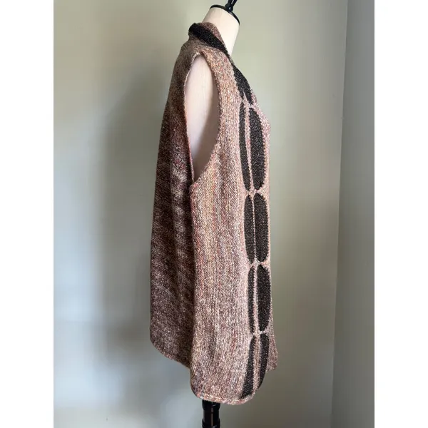 Chicos Randall Vest Sweater Sleeveless boho Brown whimsi retro Knit cottage‎ L - Image 4