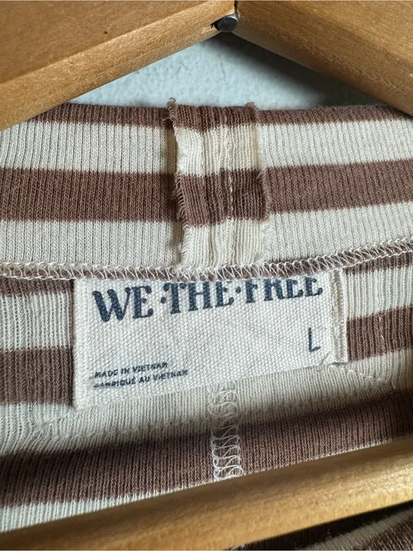 Free People We The Free Brown Lola Striped Tee Large - Image 4