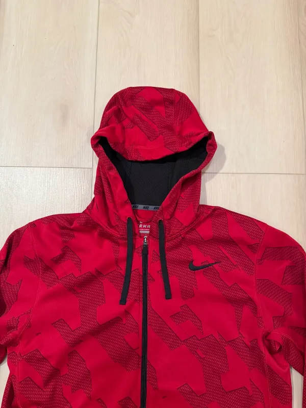 Nike Therma-Fit Red Camo/Geometric Athletic Full Zipper Hoodie Men's Size Large - Image 4