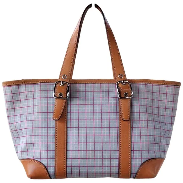 Coach - Plaid Tote Bag with Tan Accents & Hangtag - Image 2