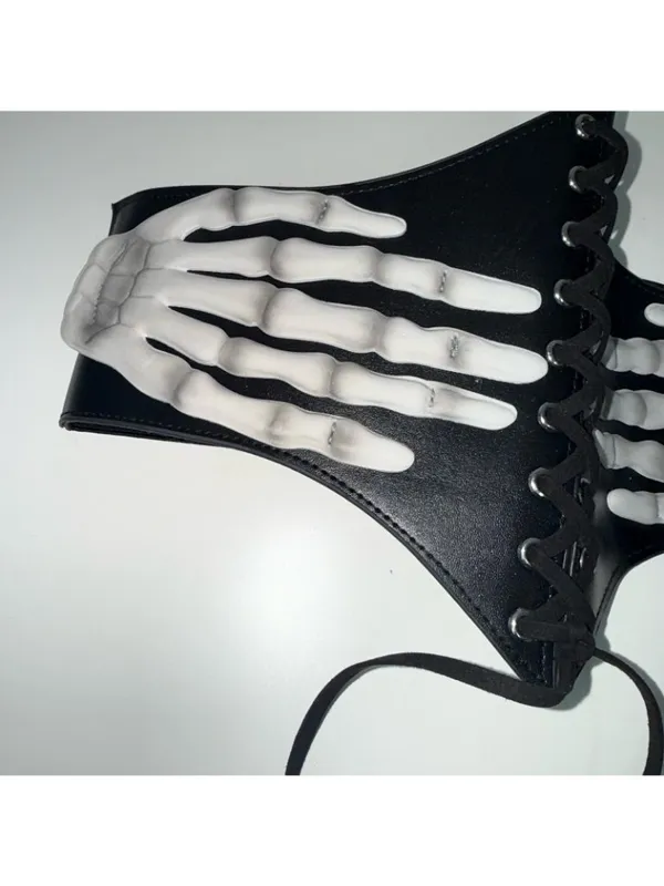 Spirit Halloween Gothic Skeleton Hands Corset Belt Underbust Waist Cincher Halloween Goth Y2K S/M - Image 4
