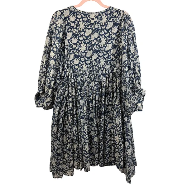 Talisman Blue Blossom Floral Cotton Midi Dress Relaxed Fit Boho S M - Image 8
