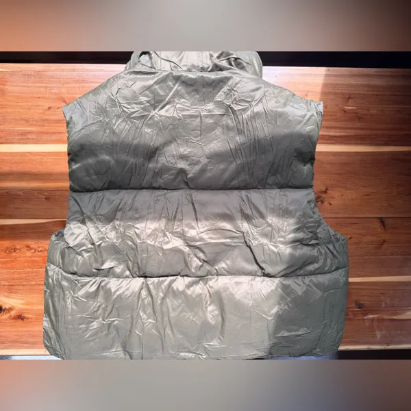 Women Winter Crop Puffer Vest Jacket Sleeveless Padded Army Green Large - Image 6