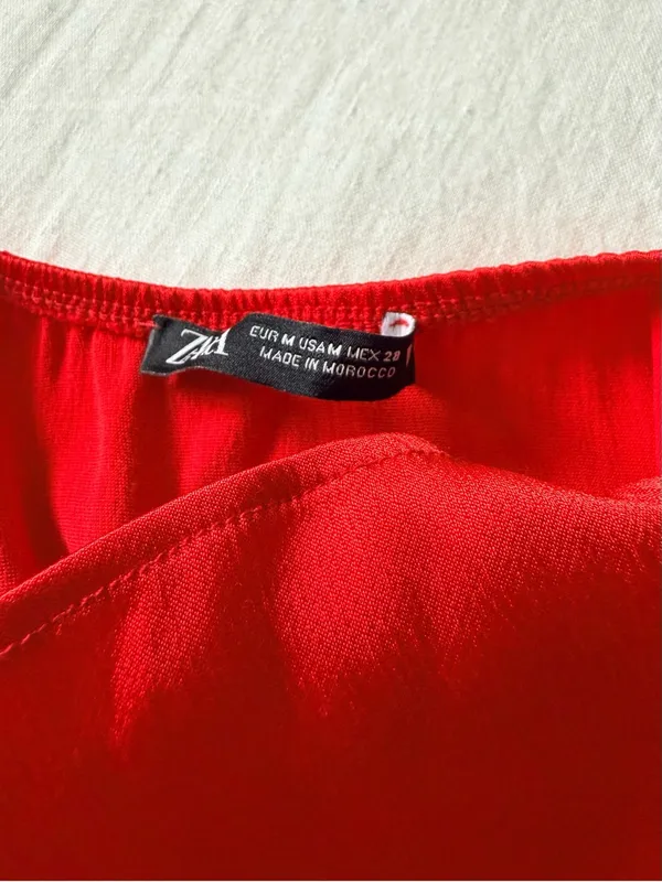Zara Red Satin Halter Maxi Dress - Image 8