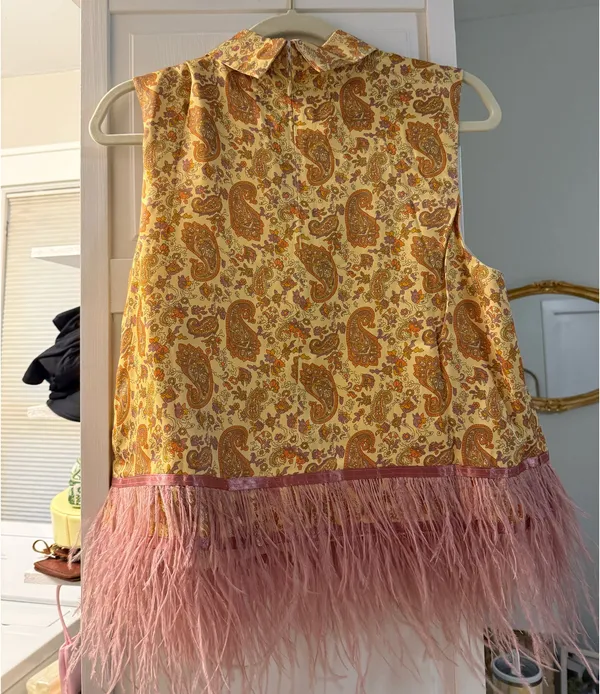 Maude Feather Trim Tank Top Blouse NWT - Image 3