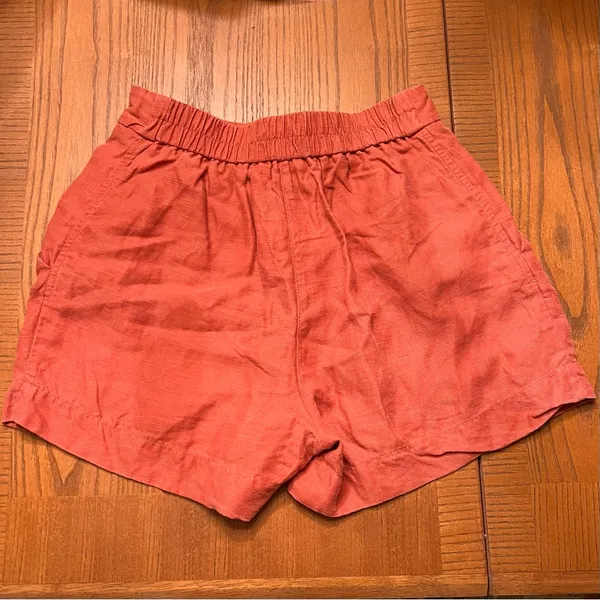 Aritzia Wilfred Fable‎ High-Rise Pleated Linen Mini Shorts Moroccan Spice Size 2 - Image 12
