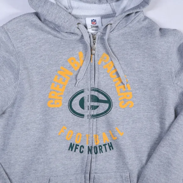 NFL Team Apparel Green Bay Packers Hoodie Womens Medium Grey Full Zip Game Day - Image 4