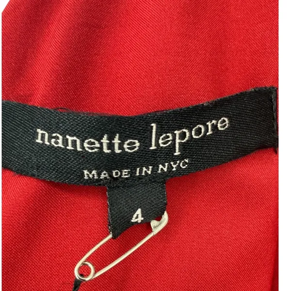 NWT Nanette Lepore Women's Scarlet Red Lace Up V-Neck Satin Sheath Dress Size 4 - Image 3